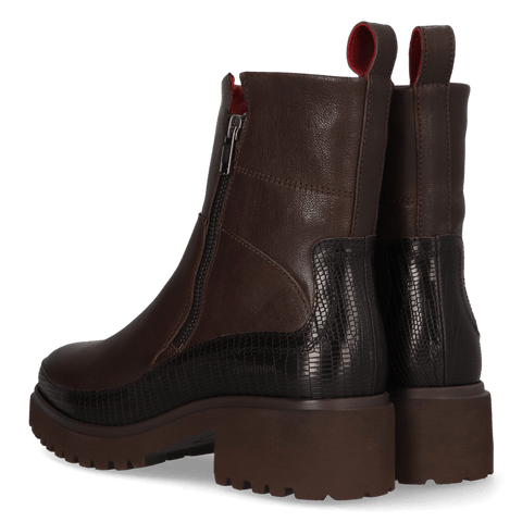 COCO 09.11 Dames Enkellaarsjes Leer Dark Brown