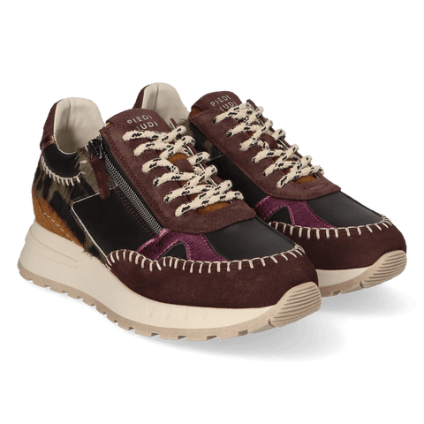 HEDY 05.04 Dames Sneakers Leer Dark Brown/Purple