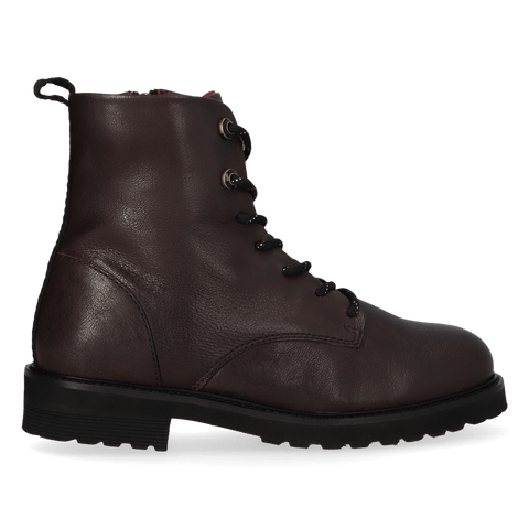 HEN 01.02 Dames Enkellaarsjes Leer Dark Brown