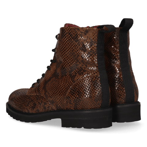 HEN 01.03 Dames Enkellaarsjes Leer Dark Brown