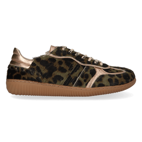 NUDI 01.02 Dames Sneakers Ponyhaar Green Leopard